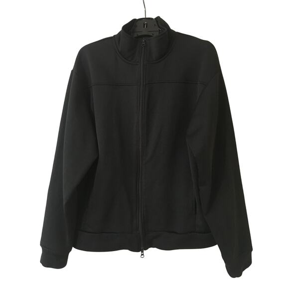 Vintage Gap Medium Jacket Black Dual Zipper Front Slip Pockets Mock Turtle Neck - Picture 2 of 5